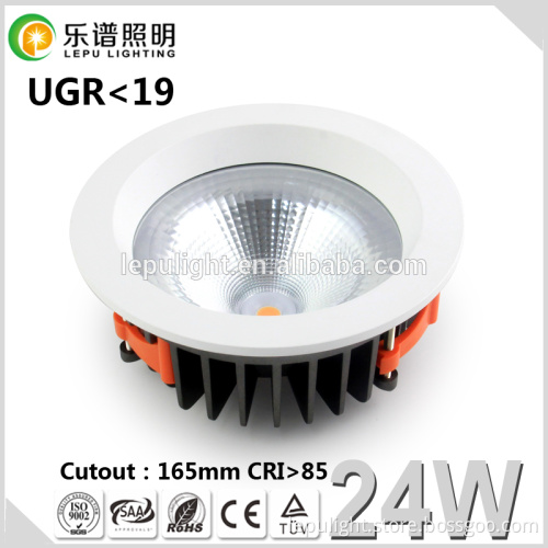 24W COB DownlightsType and Aluminum Lamp Body Material 90mm cutout led cob downlight